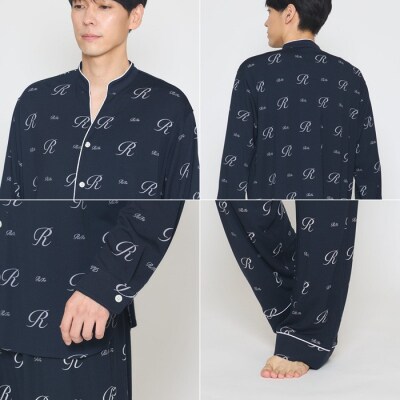【ネイビー L】リファ バイタルテック モイストスムース スタンドカラースリープウェア/MEN