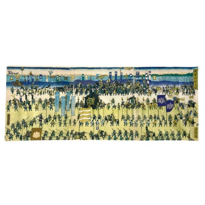 オリジナル【手ぬぐい】浮世絵:歌川芳虎 作「武者行烈之図」デザイン/名古屋刀剣博物館