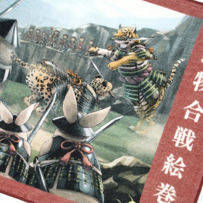 オリジナル【動物合戦絵巻フェイスタオル】第九紙/名古屋刀剣博物館