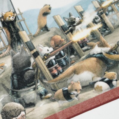オリジナル【動物合戦絵巻フェイスタオル】第十紙/名古屋刀剣博物館