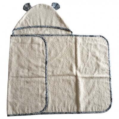 オーガニックコットンベビー肌着2種&バスローブセット(ネイビー)