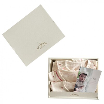 オーガニックコットンベビーウェア3点セット(サクランボプリント)