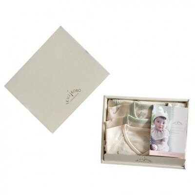 オーガニックコットンベビーウェア3点セット(恐竜プリント)