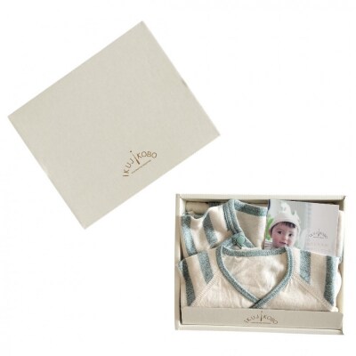 オーガニックコットンベビーウェア2点セット(動物刺しゅう付き・ワニ)