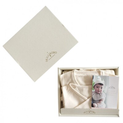 オーガニックコットンベビーウェア2点セット(無地・アイボリー)