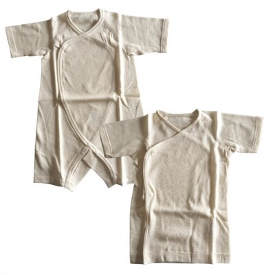 オーガニックコットンベビーウェア2点セット(無地・アイボリー)