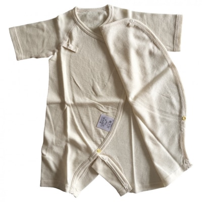 オーガニックコットンベビーウェア2点セット(無地・アイボリー)