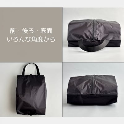 【Lサイズ・黒】軽量ナイロン登山靴ケース　　シューズケース　着替えポーチ