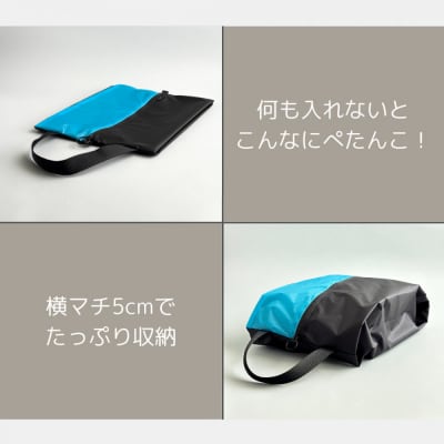 【Mサイズ・水色】軽量ナイロンシューズケース　着替えポーチ　上靴袋
