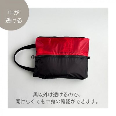 【Sサイズ・赤】ガバッと開く!撥水ナイロン上履き袋　シューズケース　着替え入れ