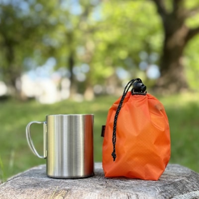 【XS 0.5L・オレンジ】　手のひらサイズの軽量ナイロン巾着袋