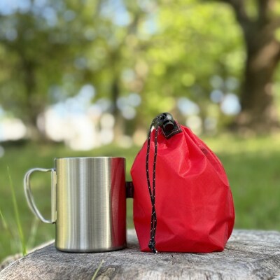 【XS 0.5L・赤】　手のひらサイズの軽量ナイロン巾着袋