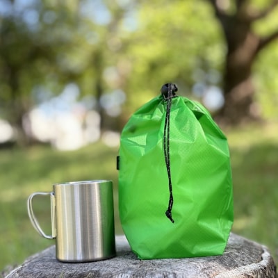 【S 1.5L・緑】　キャンプで大活躍!トイレットペーパーホルダー 小さめナイロン巾着袋
