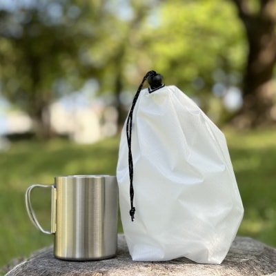 【S 1.5L・白】　キャンプで大活躍!トイレットペーパーホルダー 小さめナイロン巾着袋