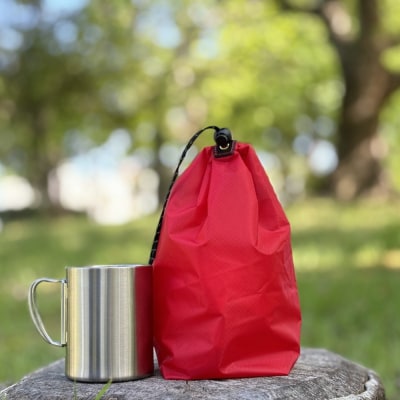 【S 1.5L・赤】　キャンプで大活躍!トイレットペーパーホルダー 小さめナイロン巾着袋