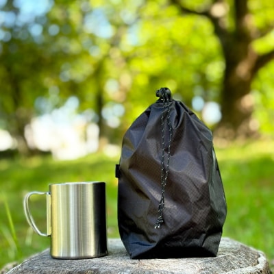 【S 1.5L・黒】　キャンプで大活躍!トイレットペーパーホルダー 小さめナイロン巾着袋