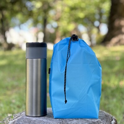 【M・3L・水色】　大きめナイロン巾着袋　スタッフバッグ　スタッフサック