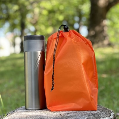 【M・3L・オレンジ】　大きめナイロン巾着袋　スタッフバッグ　スタッフサック