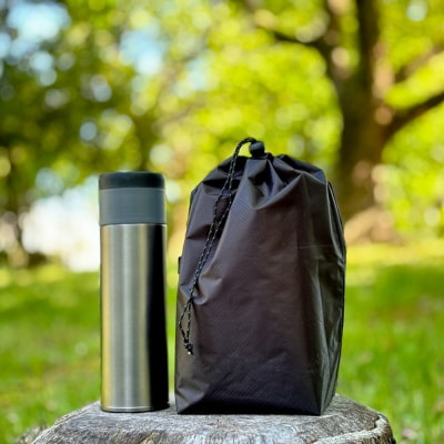 【M・3L・黒】　大きめナイロン巾着袋　スタッフバッグ　スタッフサック