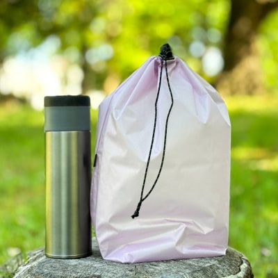 【L・5L・薄紫】 大きめナイロン巾着袋　スタッフバッグ　スタッフサック