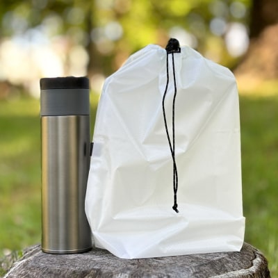 【L・5L・白】 大きめナイロン巾着袋　スタッフバッグ　スタッフサック