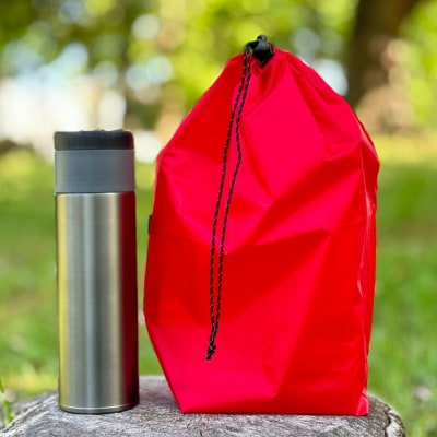 【L・5L・赤】 大きめナイロン巾着袋　スタッフバッグ　スタッフサック