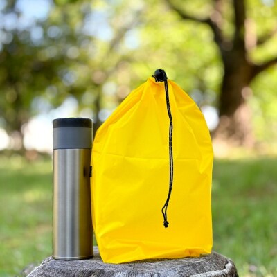 【L・5L・黄色】 大きめナイロン巾着袋　スタッフバッグ　スタッフサック