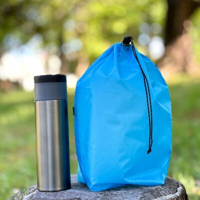 【L・5L・水色】 大きめナイロン巾着袋　スタッフバッグ　スタッフサック