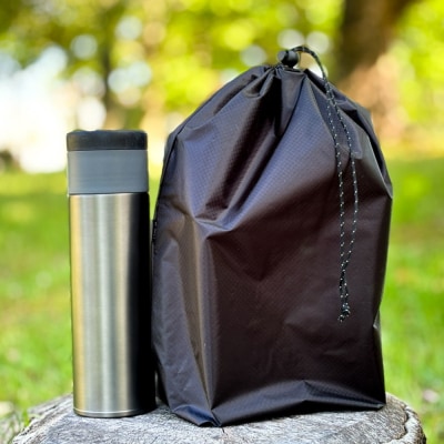 【L・5L・黒】 大きめナイロン巾着袋　スタッフバッグ　スタッフサック