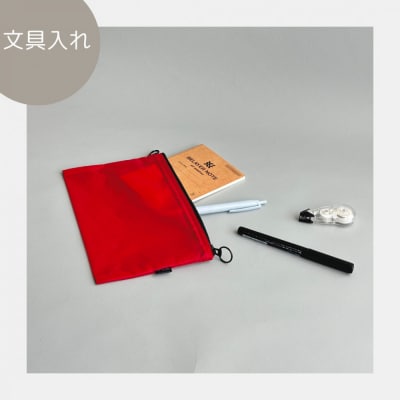 【赤】A6が入るとっても軽いナイロンフラットポーチ(マチなし)