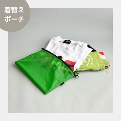 【緑】A5サイズが入る軽いナイロンフラットポーチ　旅行用　着替え
