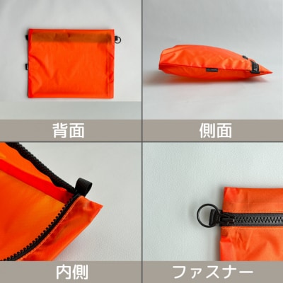 【オレンジ】A5サイズが入る軽いナイロンフラットポーチ　旅行用　着替え
