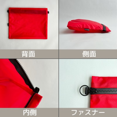【赤】A5サイズが入る軽いナイロンフラットポーチ　旅行用　着替え