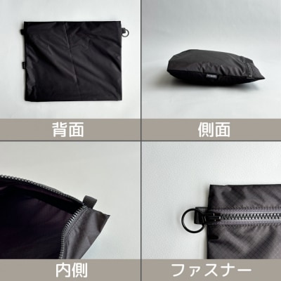 【黒】A5サイズが入る軽いナイロンフラットポーチ　旅行用　着替え