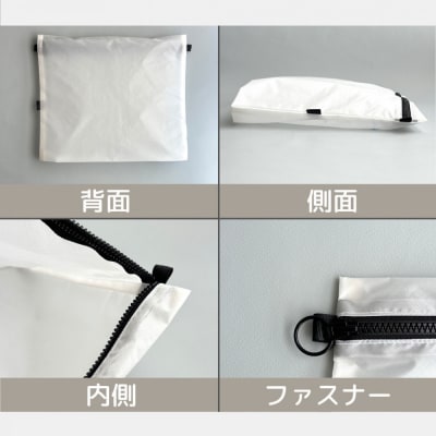 【白】B5が入る軽いナイロンフラットポーチ　バッグインポーチ