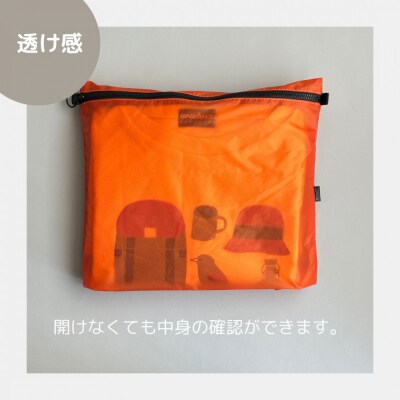 【オレンジ】B5が入る軽いナイロンフラットポーチ　バッグインポーチ