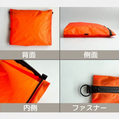 【オレンジ】B5が入る軽いナイロンフラットポーチ　バッグインポーチ