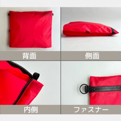 【赤】B5が入る軽いナイロンフラットポーチ　バッグインポーチ