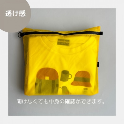 【黄色】B5が入る軽いナイロンフラットポーチ　バッグインポーチ