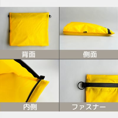【黄色】B5が入る軽いナイロンフラットポーチ　バッグインポーチ