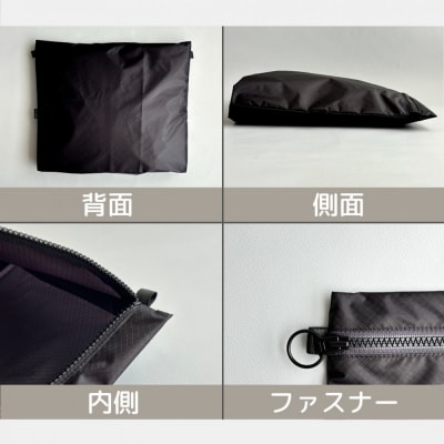 【黒】B5が入る軽いナイロンフラットポーチ　バッグインポーチ