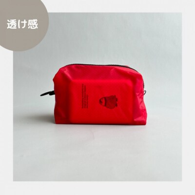 【赤】ナイロン化粧ポーチ　内ポケット付き