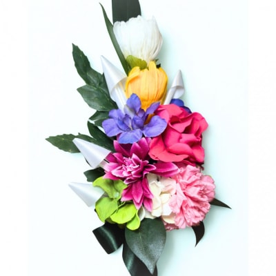 国家検定一級デザイナーのプリザーブドフラワー仏花1基　L