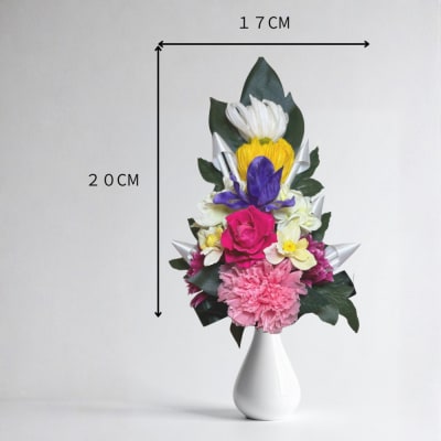 国家検定一級デザイナーのプリザーブドフラワー仏花1基　M