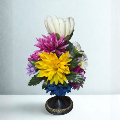 国家検定一級デザイナーのアーティシャルフラワー仏花1基　S