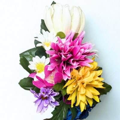 国家検定一級デザイナーのアーティシャルフラワー仏花1基　S