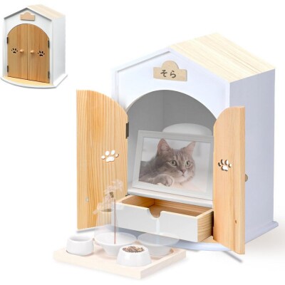 ペット用仏壇 AngelHouse天使のおうち型仏壇　木目ホワイト