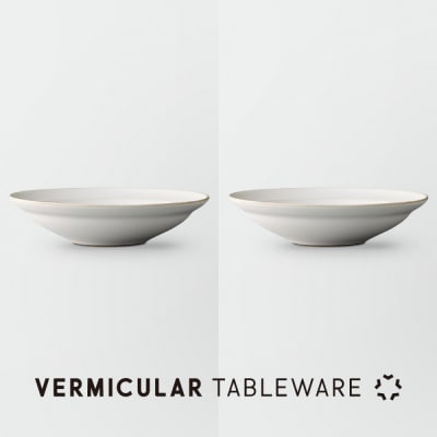 Tableware Shallow Bowl Rimペアセット21cm 乳白