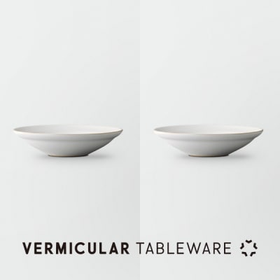 Tableware Shallow Bowl Rimペアセット18cm 乳白