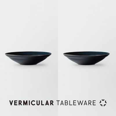 Tableware Shallow Bowl Rimペアセット18cm 藍墨
